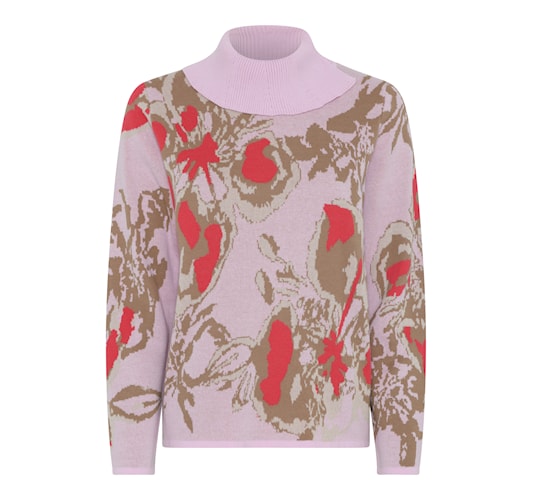 MICHA Flower Jacquard Strik - Rosa/Orange - S