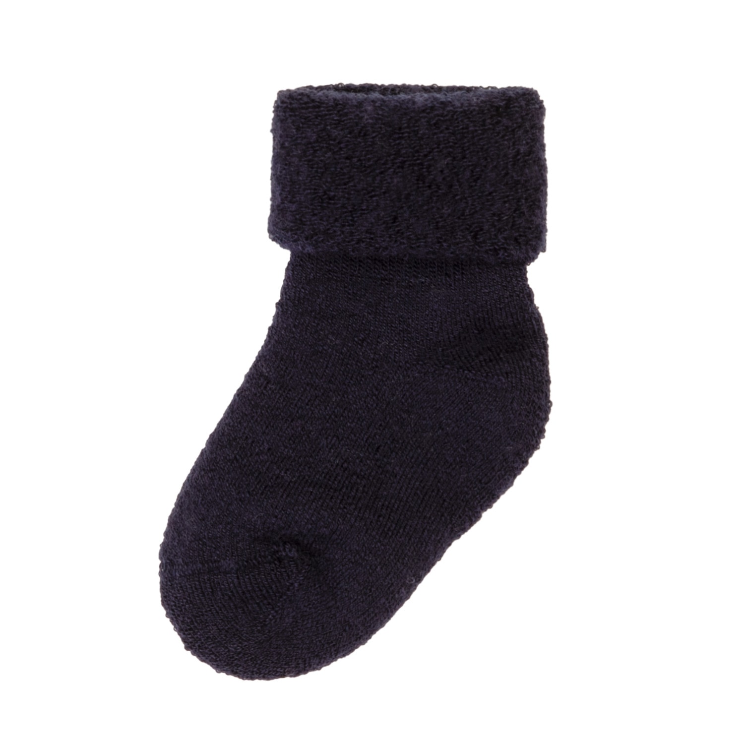 Wool socks w fold cuff, terry